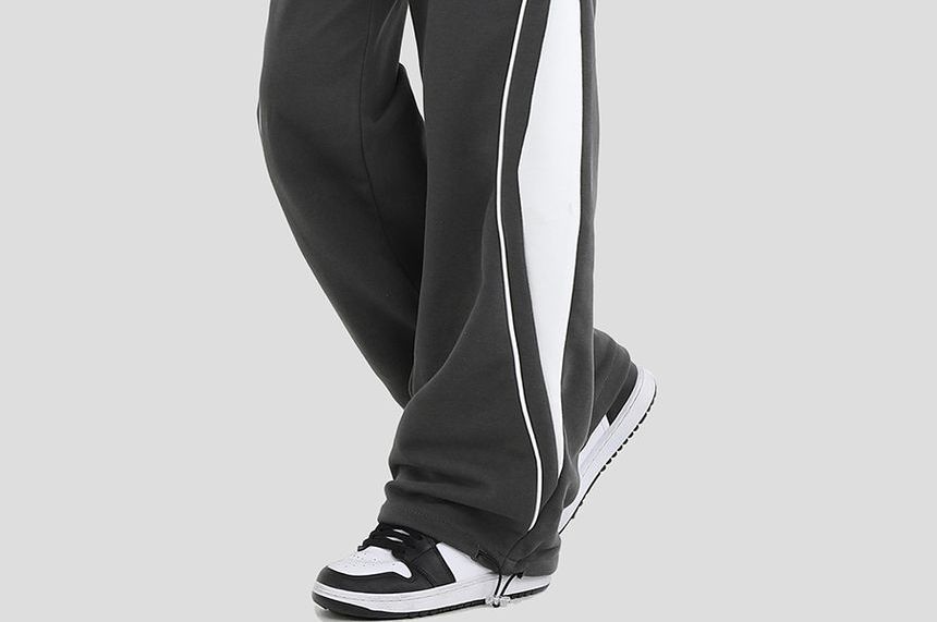 INStudio - Hoge taille, trekkoord, contrasterende rand, losse, rechte broek