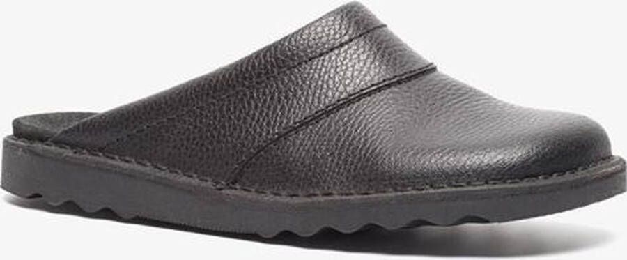 Natuform leren heren pantoffels Zwart Sloffen Uitneembare zool