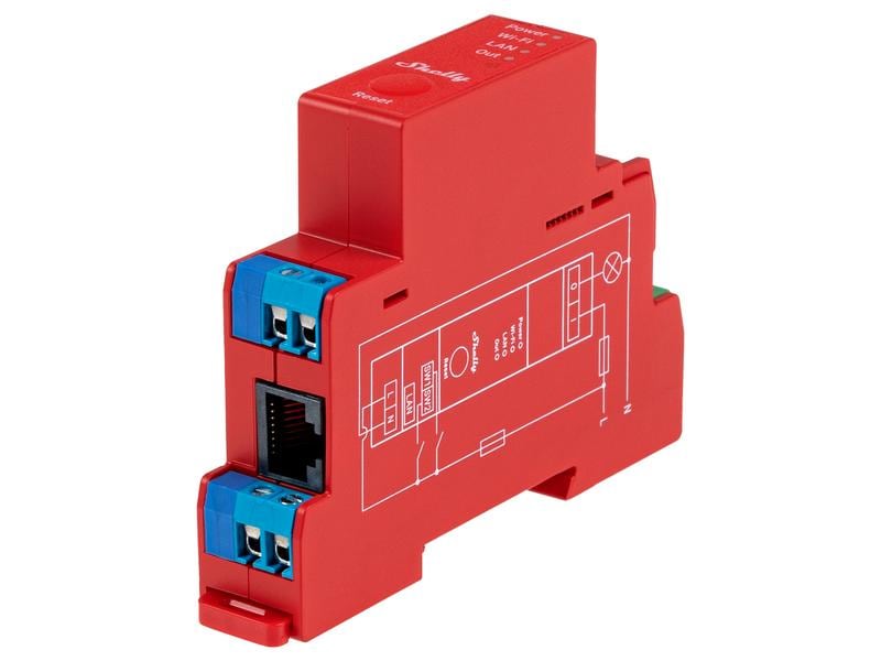 Shelly WLAN-Schaltaktor Shelly Pro 1PM mit Leistungsmessung DIN-Rail-WiFi-Switch mit Leistungsmessung, IP Relais mit Shelly Pro AddOn Schnittstelle