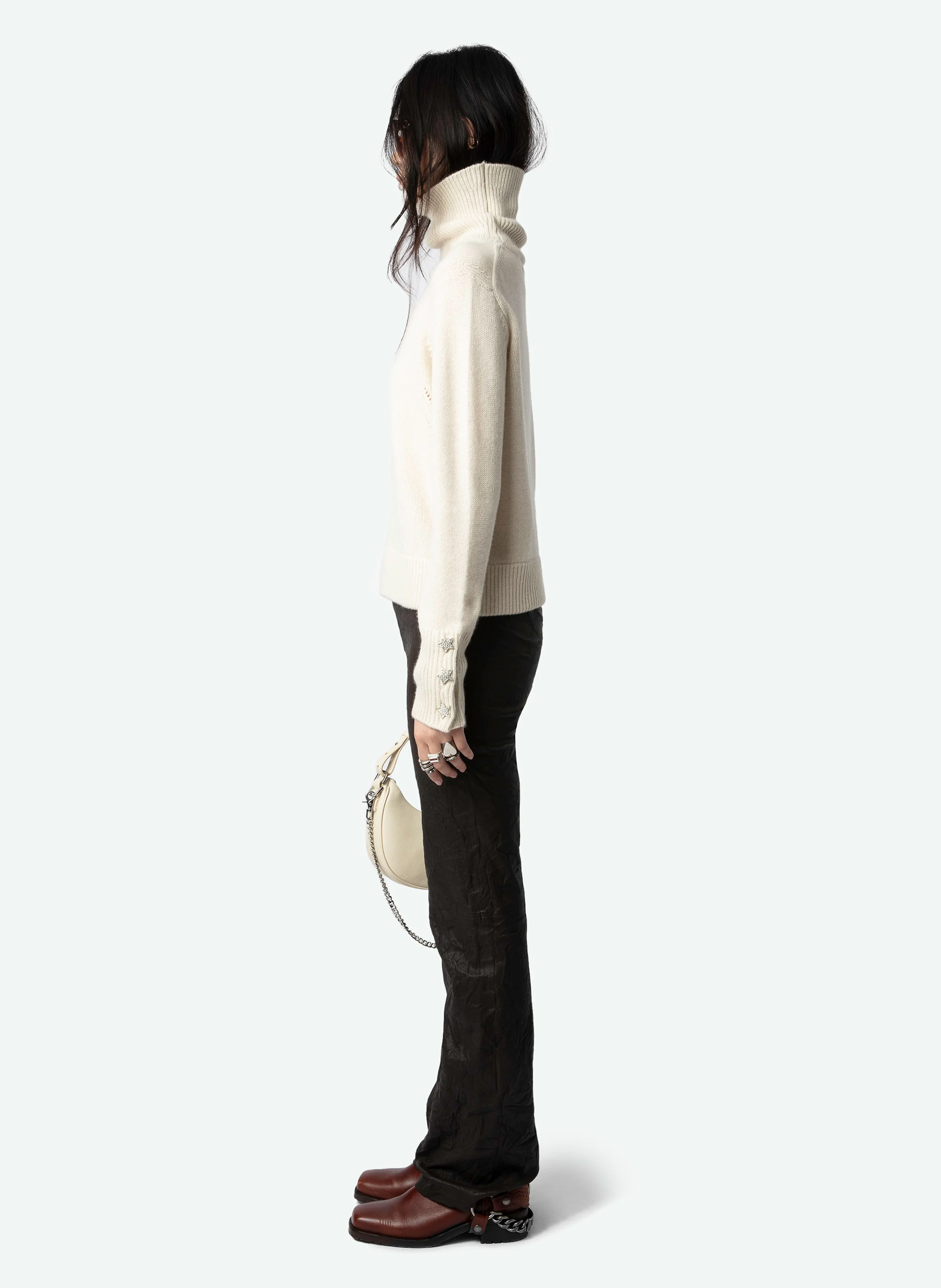 BOXY - Pull droit à bijoux en cachemire | Blanc