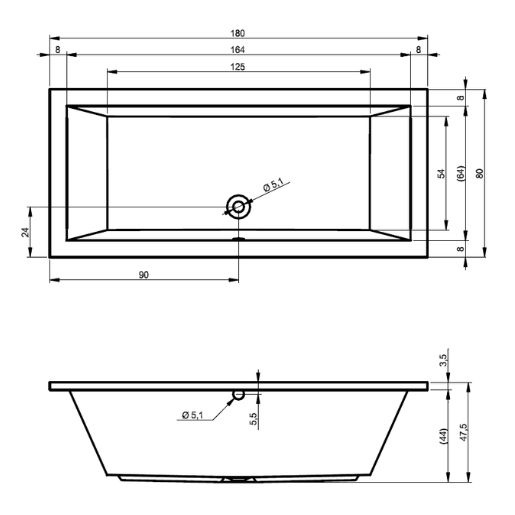 Riho Lusso bubbelbad 180x80cm wit glans met touchbediening, 6   4   2 hydrojets en 11 aerojets