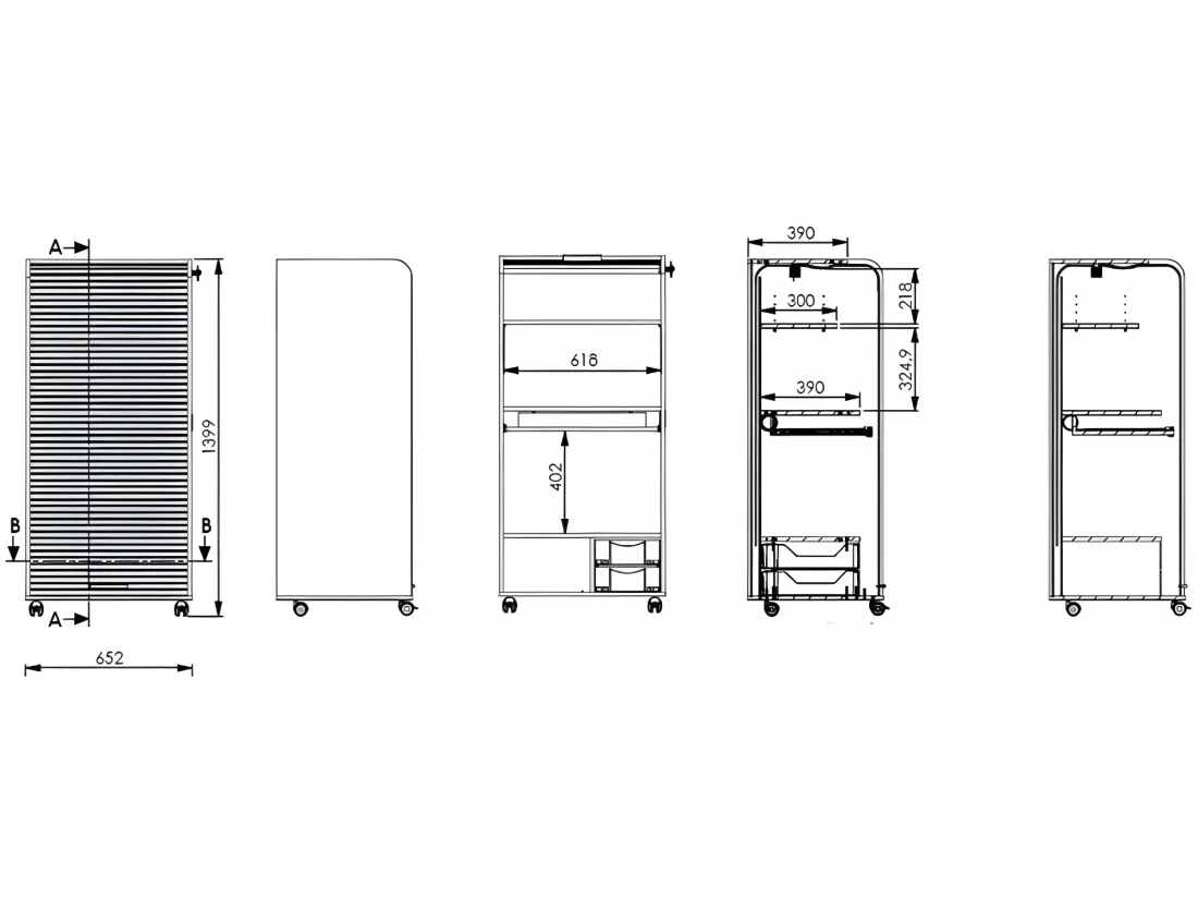 Armoire Informatique Mobile Noire 2 Tiroirs 5 Niches - Coloris: Drapeau Suisse 650