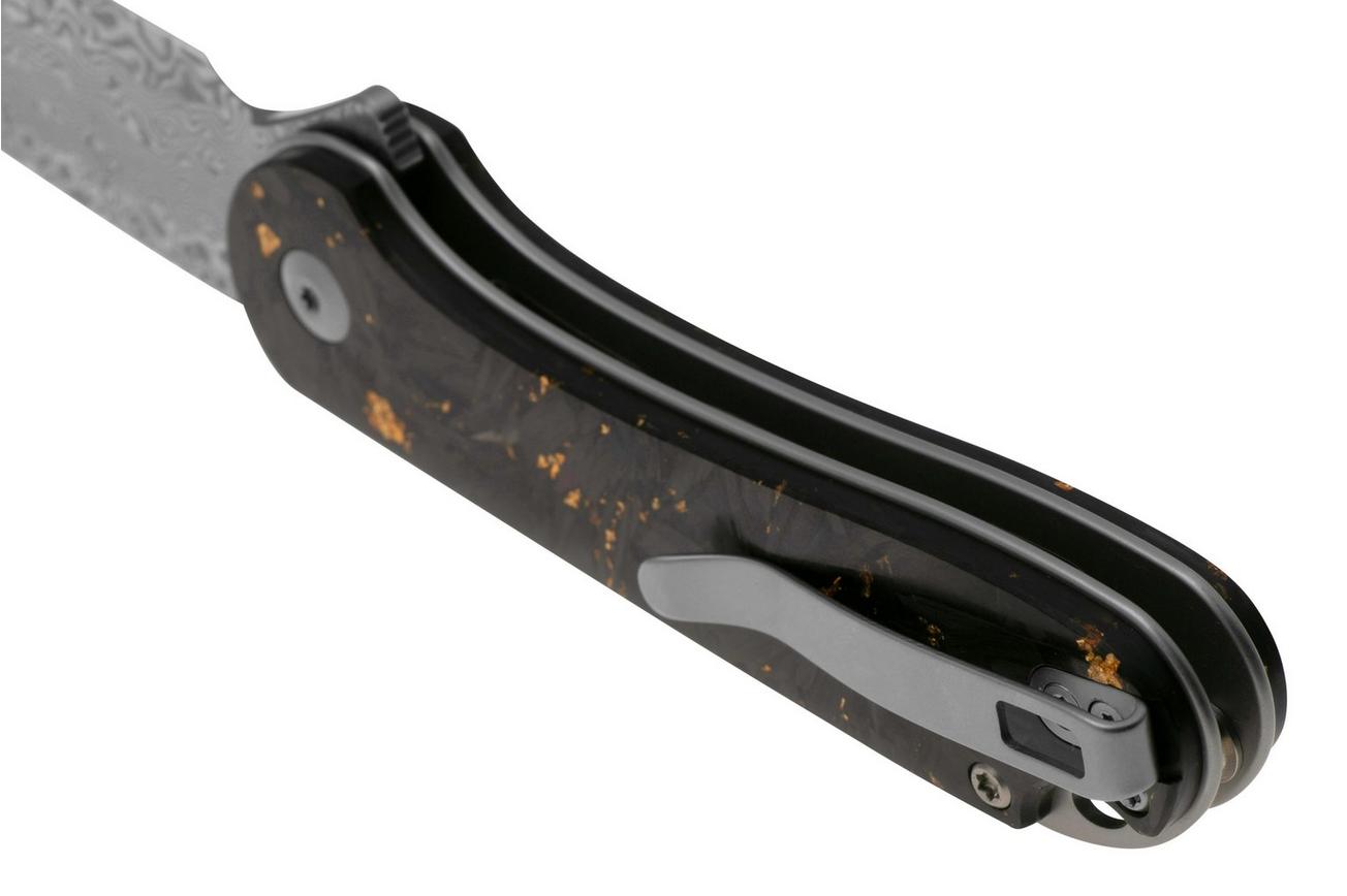 CIVIVI Elementum II Button Lock C18062P-10 Damascus, Carbon Fiber Golden Shred, zakmes
