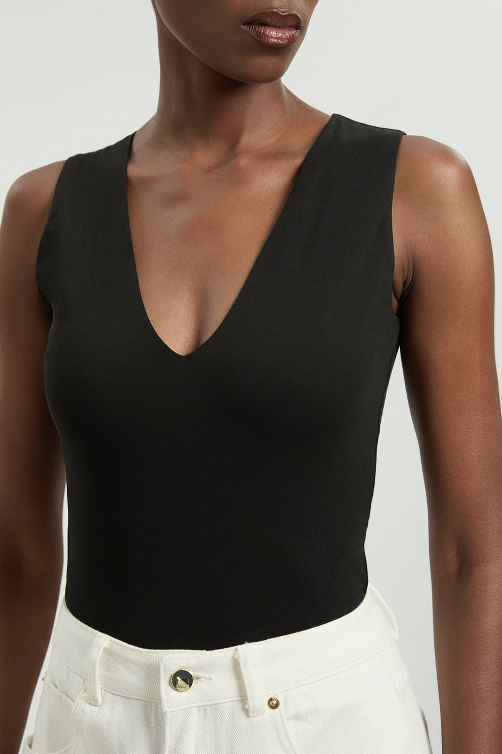 KarenMillen Body en jersey de coton extensible à encolure plongeante