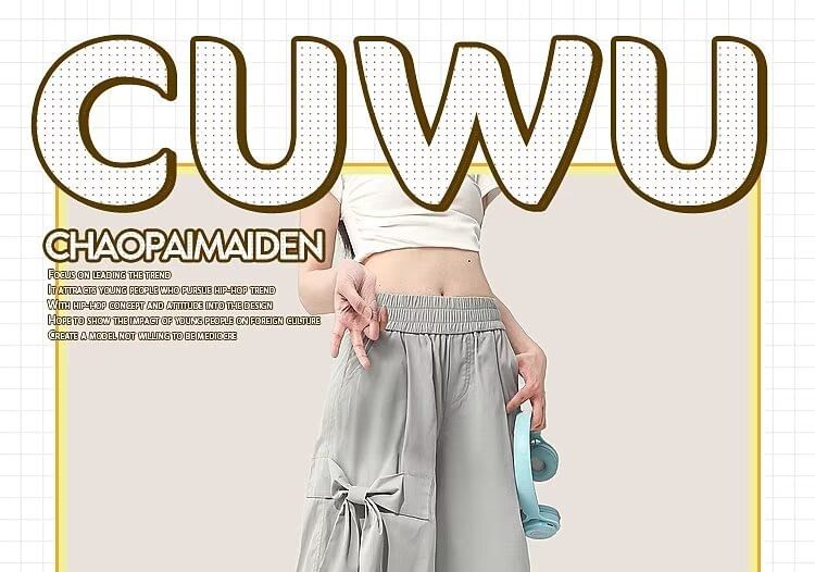 Melkalyn - Elastische taille, effen strik, wijde pijpen