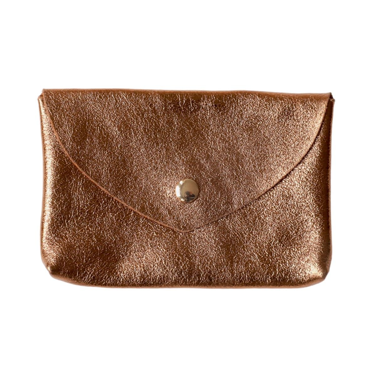 Grand porte-monnaie enveloppe cuir bronze cuivré Maison Suzanne