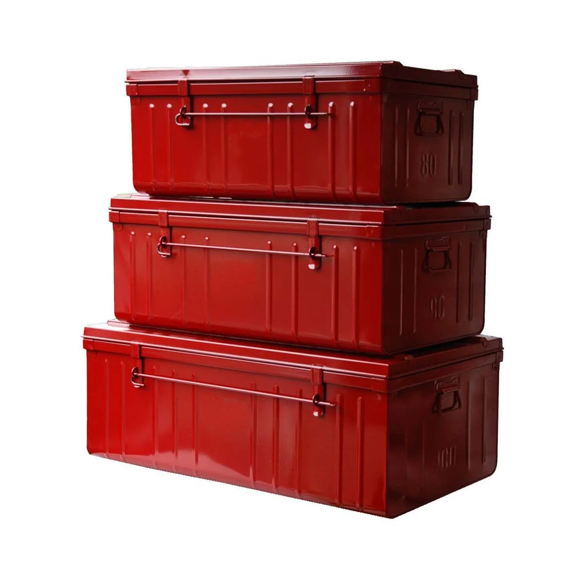 Pierre Henry Set 3 malles acier rouge