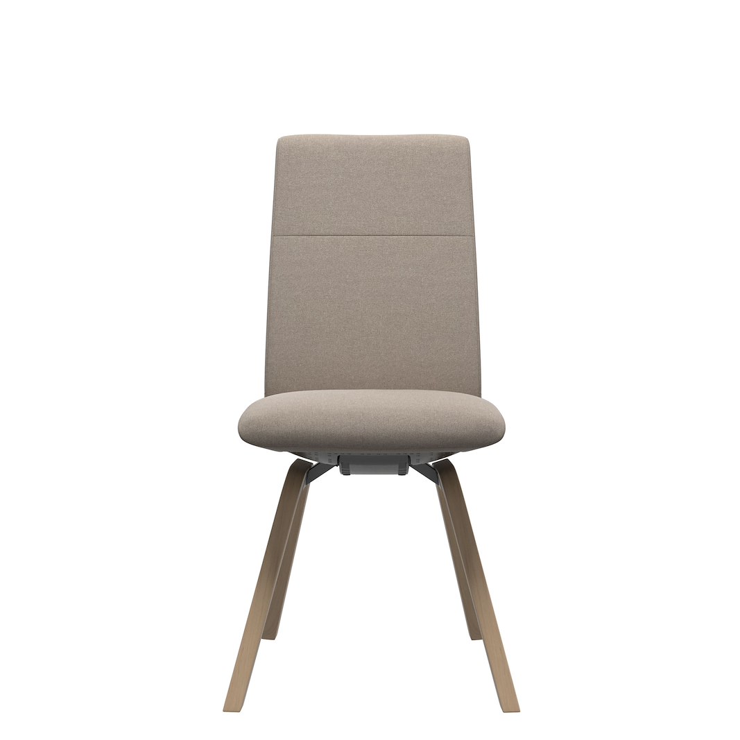 Chilli (M) spisestol Lav D200 Tekstil Tulip Light Beige med natur eik understell
