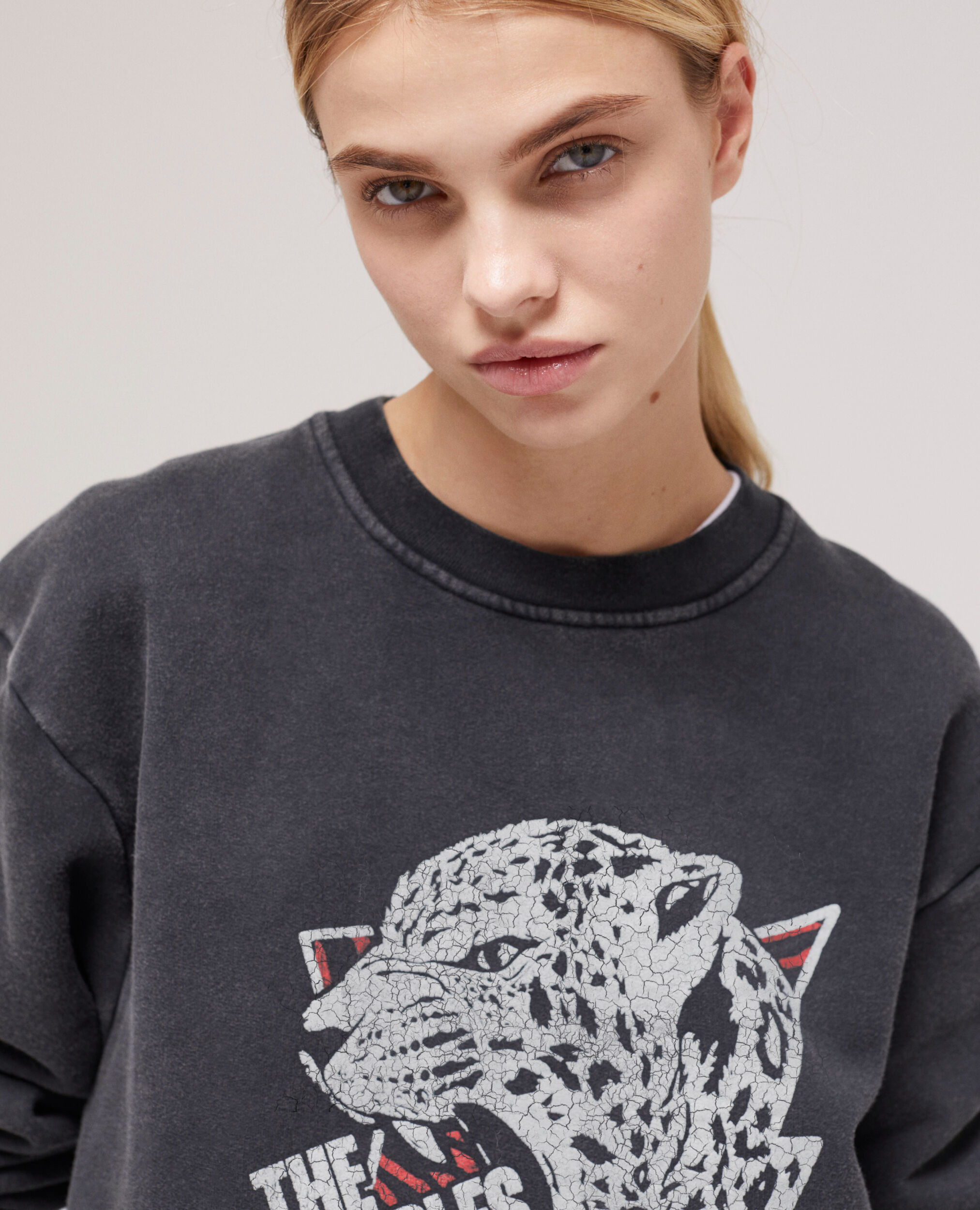 Sweatshirt sérigraphié tigre noir