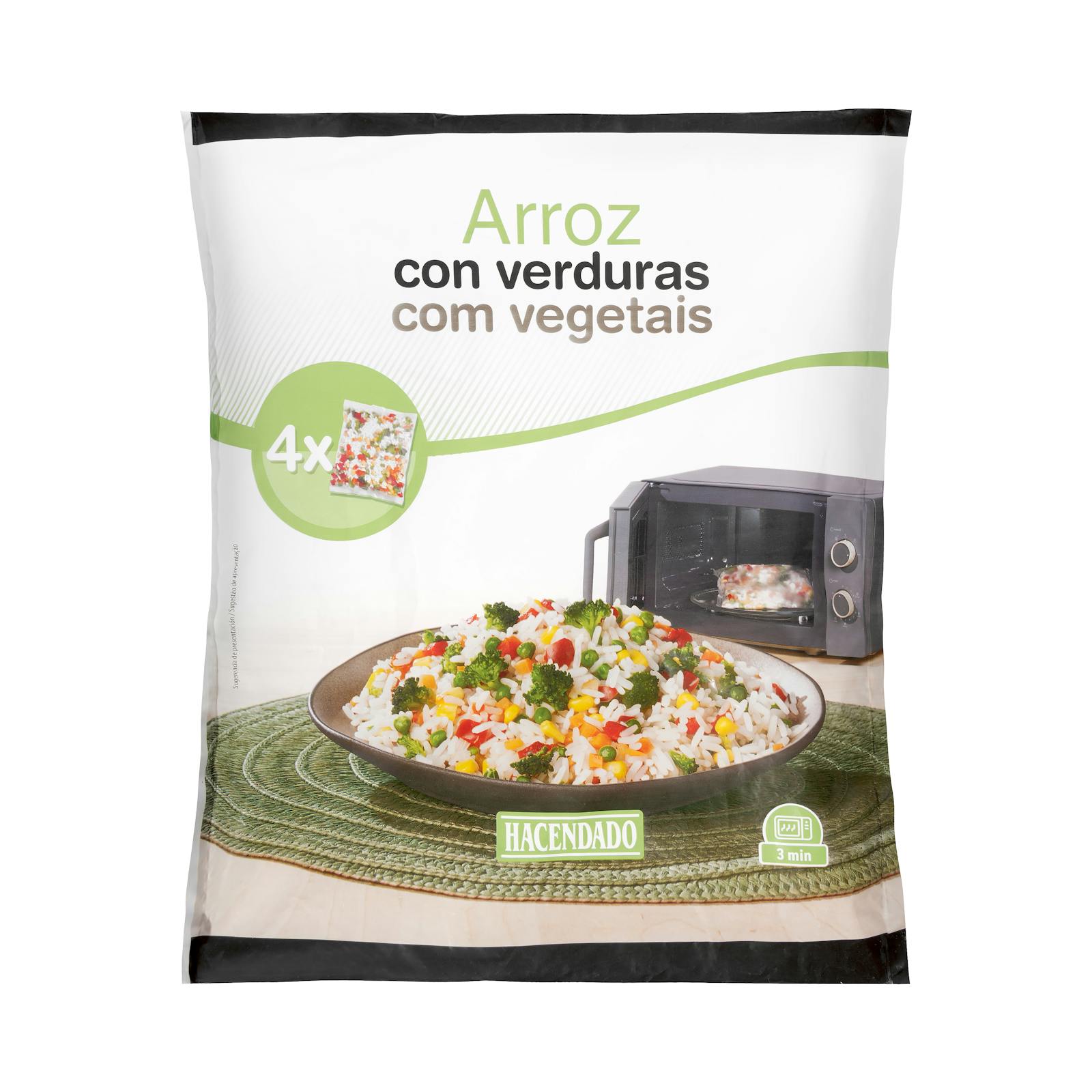 Riz ultra-surgelé aux légumes pour micro-ondes Hacendado