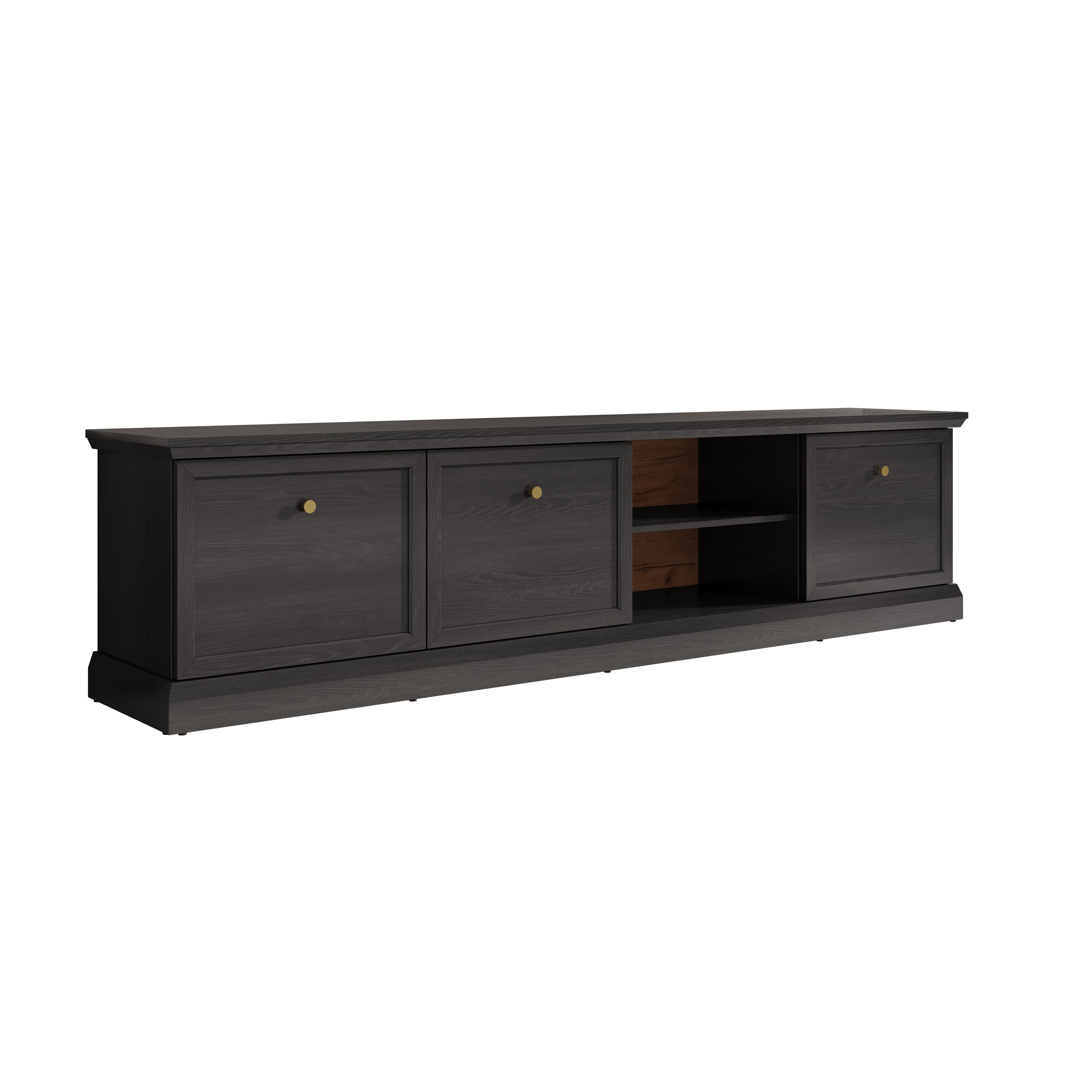 Meubella - TV-Meubel Leroy - Zwart eiken - 206 cm