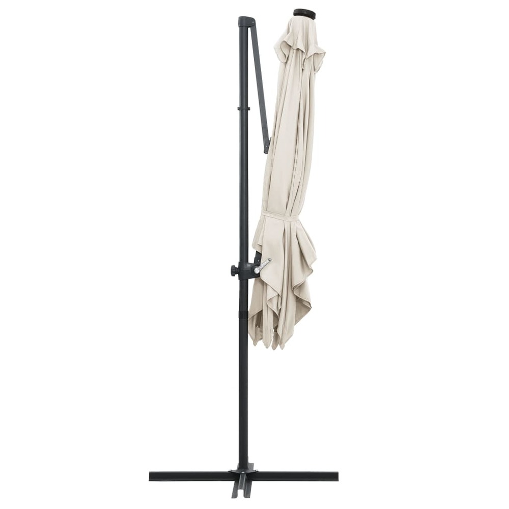Parasol déporté avec led et mât en acier 250 x 250 cm sable