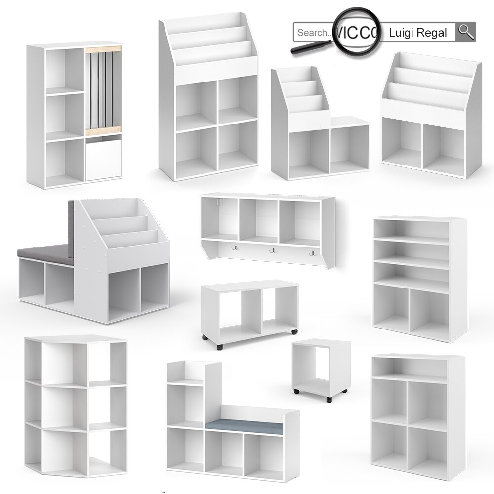 Vicco Kinderregal Hängeregal Spielzeugregal Luigi Weiß Dekoregal Bücherregal