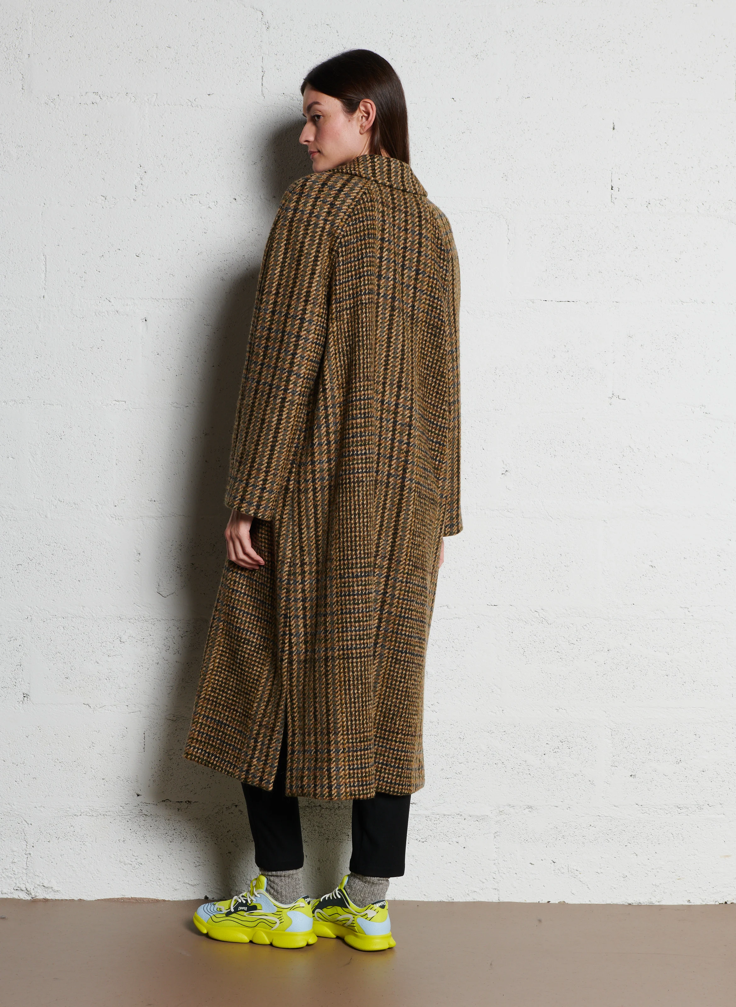 MACILO - Manteau col classique à carreaux | Kaki