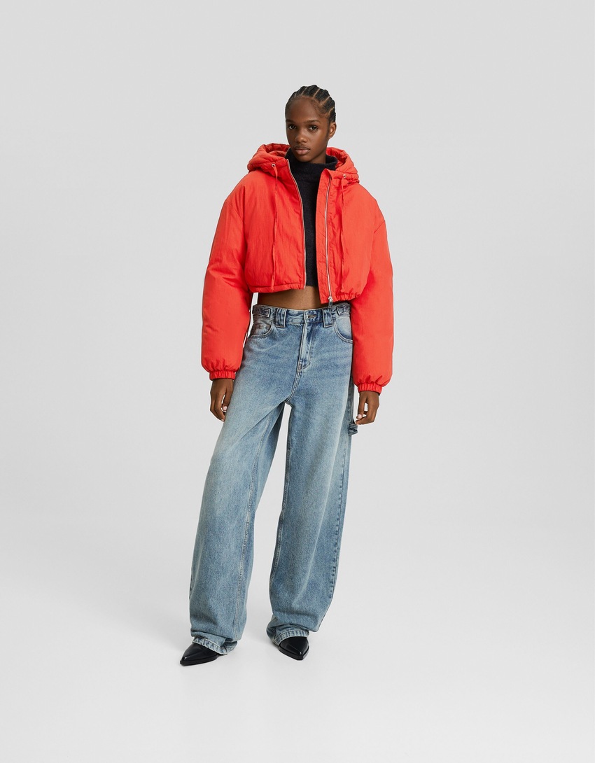 Jaqueta puffer com capuz