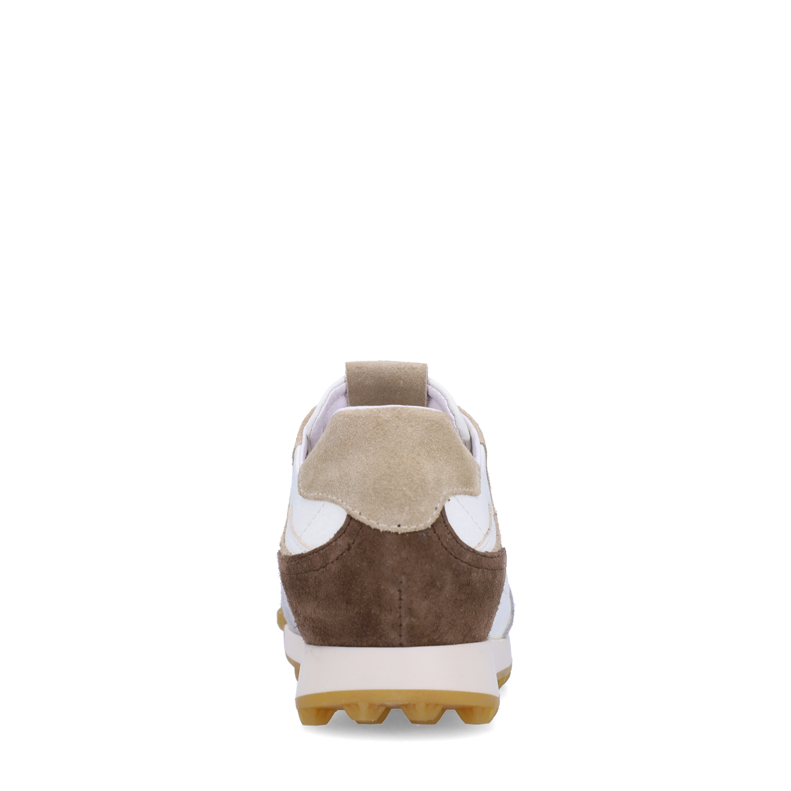 Witte leren sneakers met taupe suède details