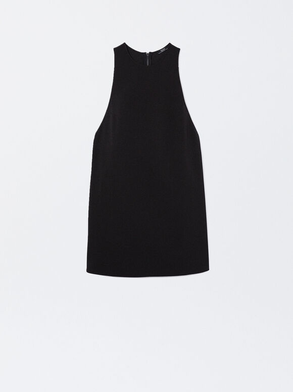 Vestido curto com decote halter - Preto