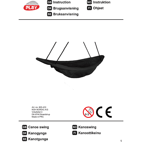 NORDIC PLAY Kanogynge 153 x 54 cm - sort