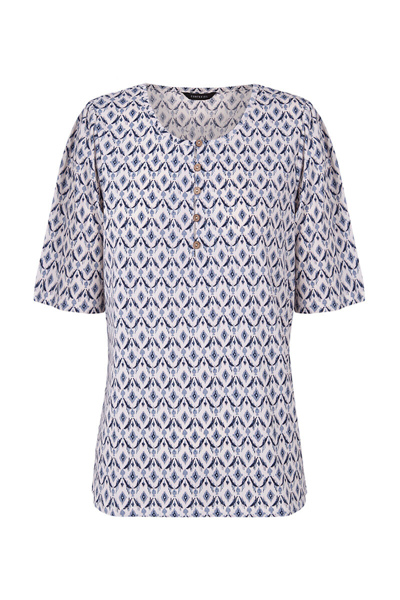 Blusa de malha estampada - Estampa azul