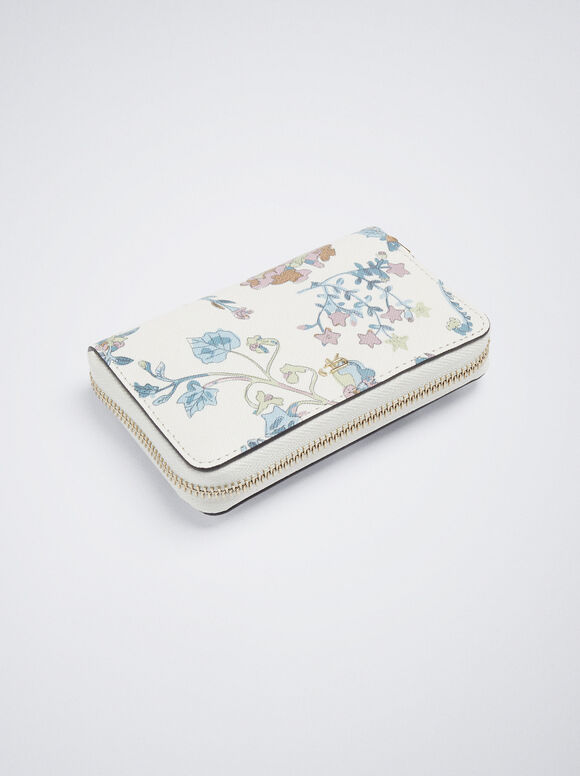 Carteira com estampa floral - Azul