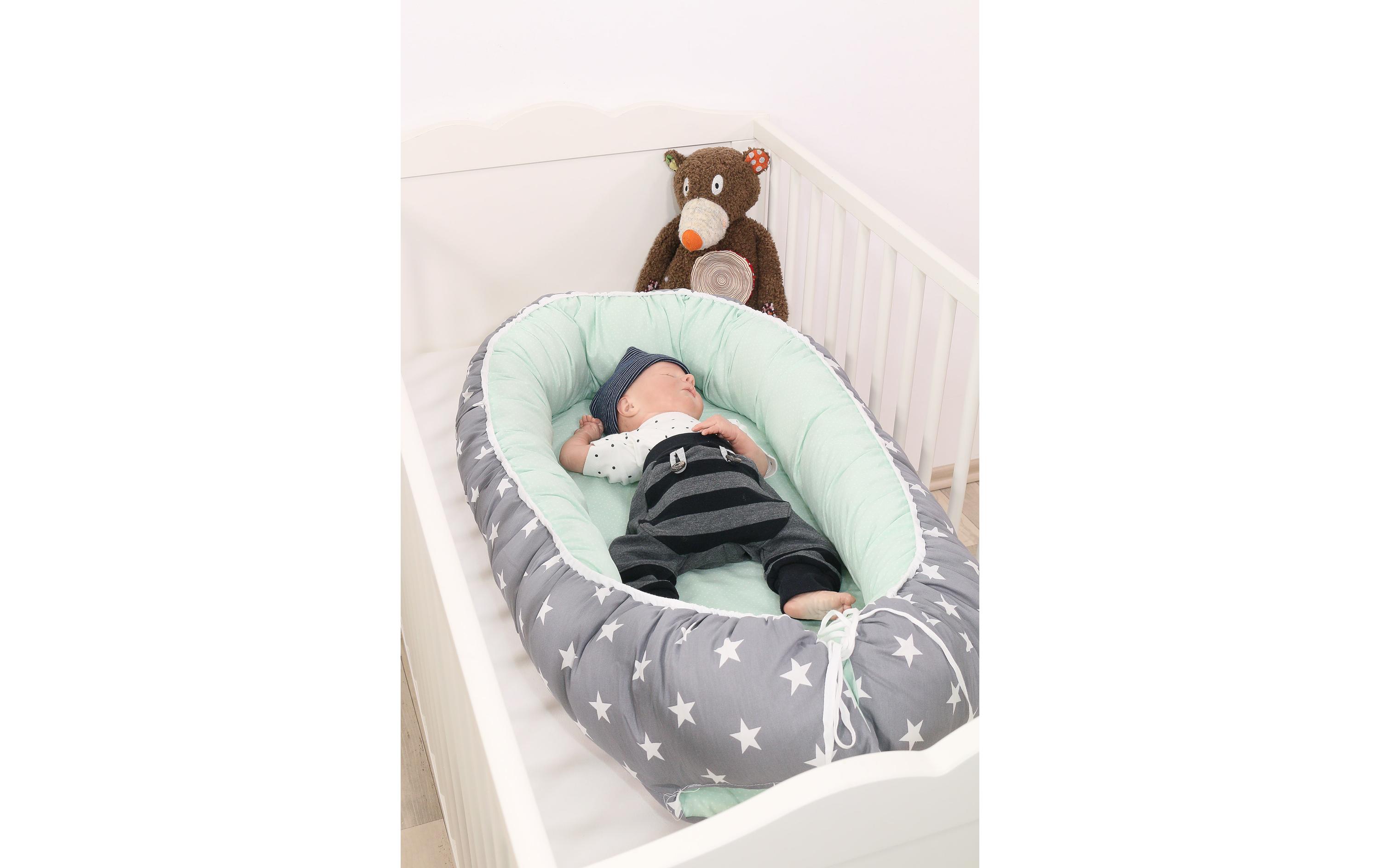 Babynest Sterne Mint/GrauBabynest mit Sternen, mint