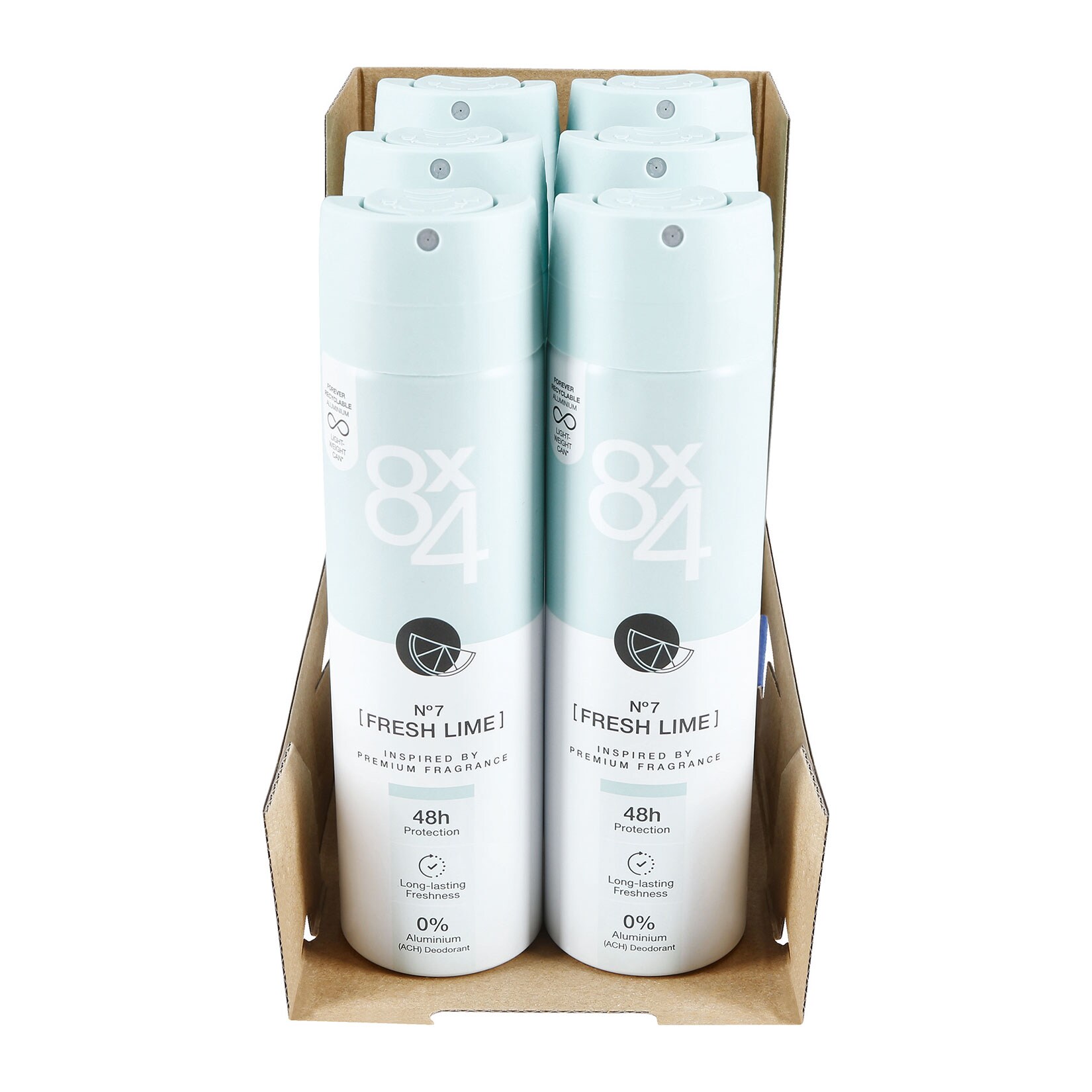 8x4 Deospray Fresh Lime N°7 150 ml, 6er Pack