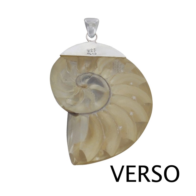 Pendentif Argent Nautile Coquillage et Résine
