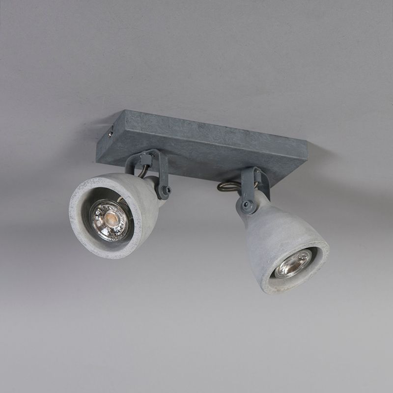 Industriële spot grijs beton 2-lichts - Creto