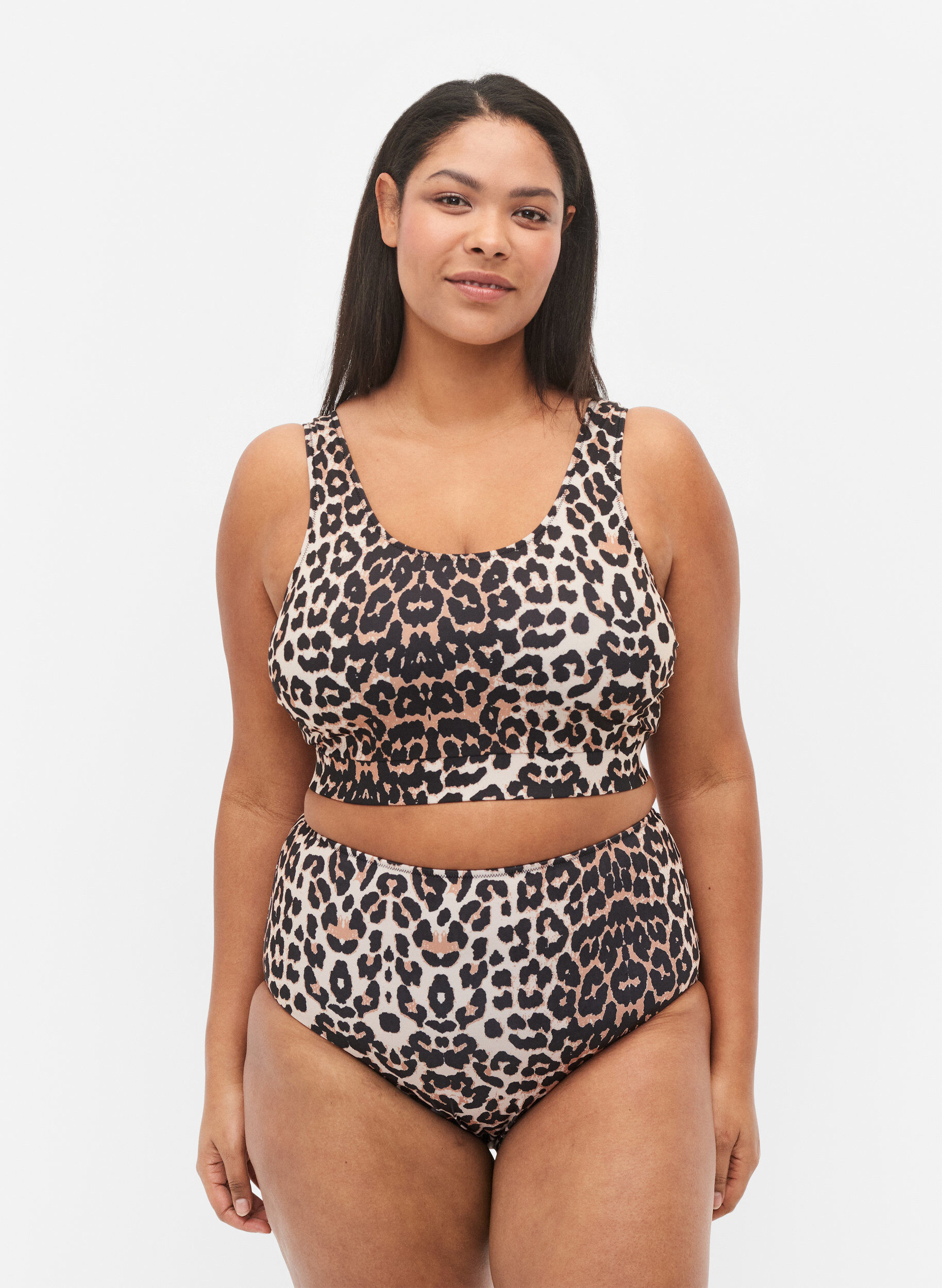 Højtaljet bikini underdel med print