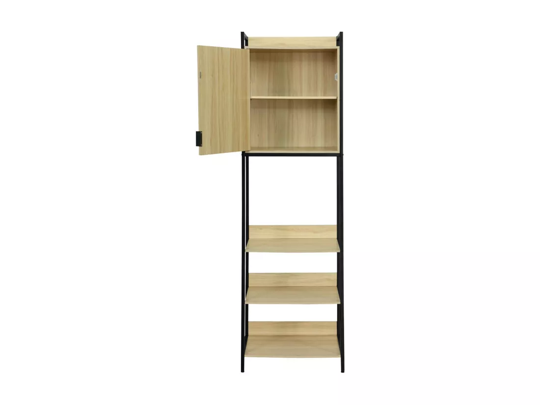 Module dressing noir avec 5 étagères et 1 porte. L 60 x P 48 x H 190 cm