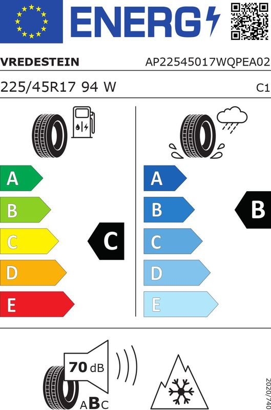 Vredestein - Quatrac Pro EV - Zomerband - 225/45 R17 - Grip Label A