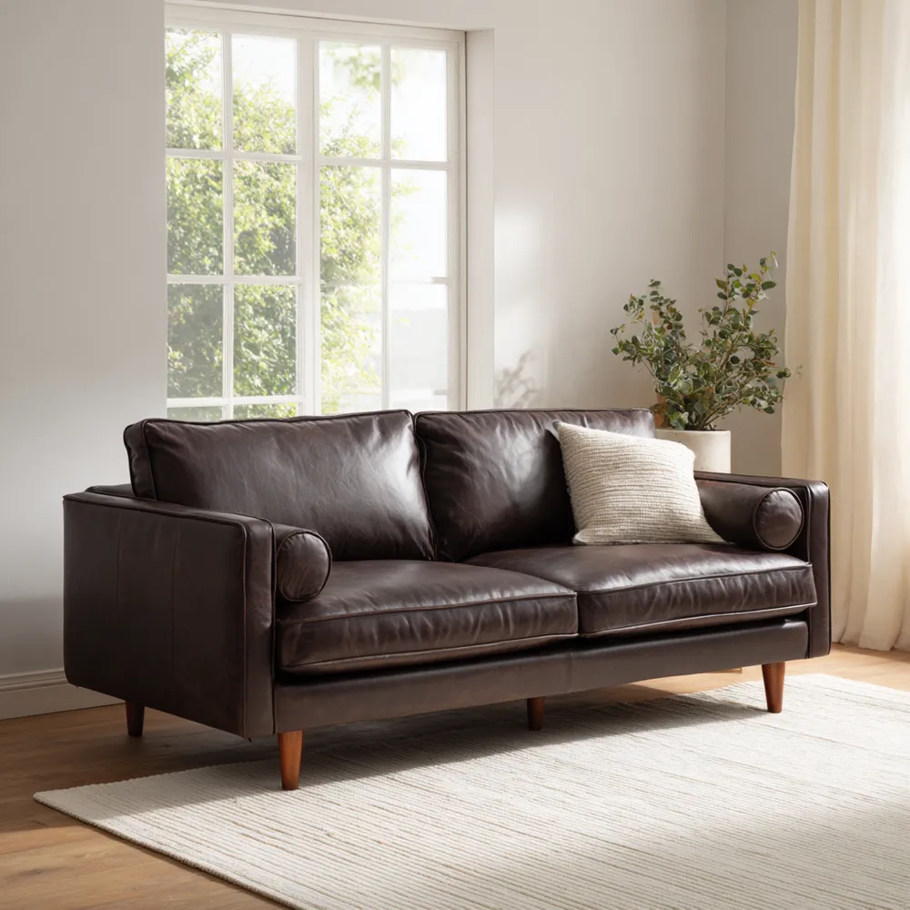 2-Sitzer-Sofa Ledersofa 150x85x75 cm – Dunkelbraun – Klassisches Desig
