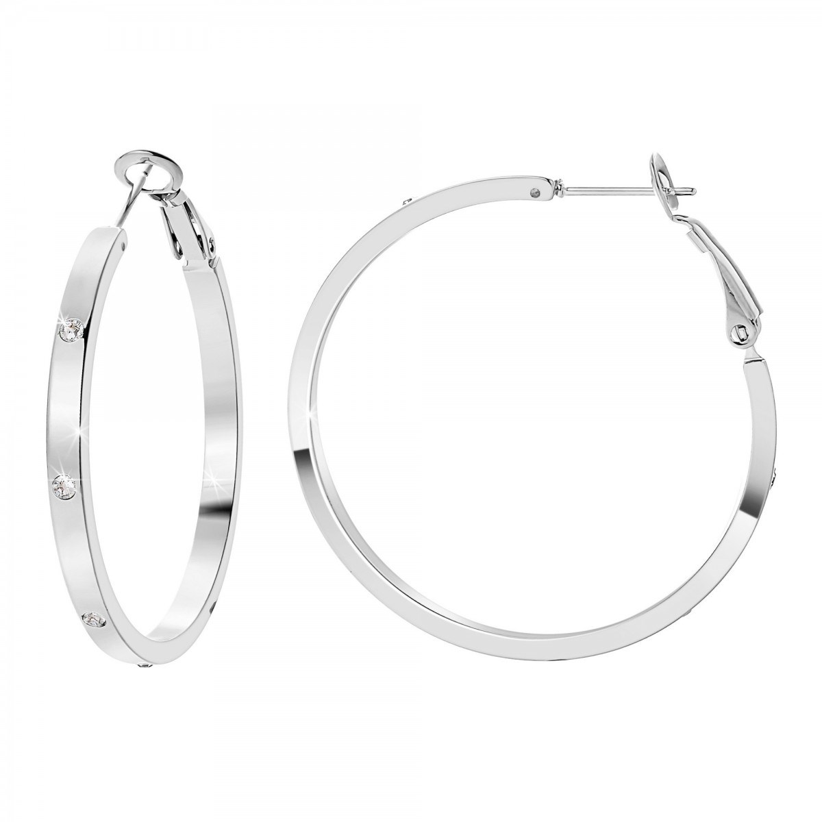 Boucles d'oreilles créoles en acier inoxydable SC Crystal