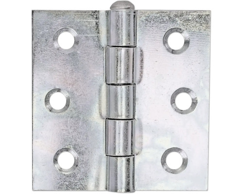 Vierkant scharnier met messing pen, 63,5 x 63 mm, sendzimir verzinkt