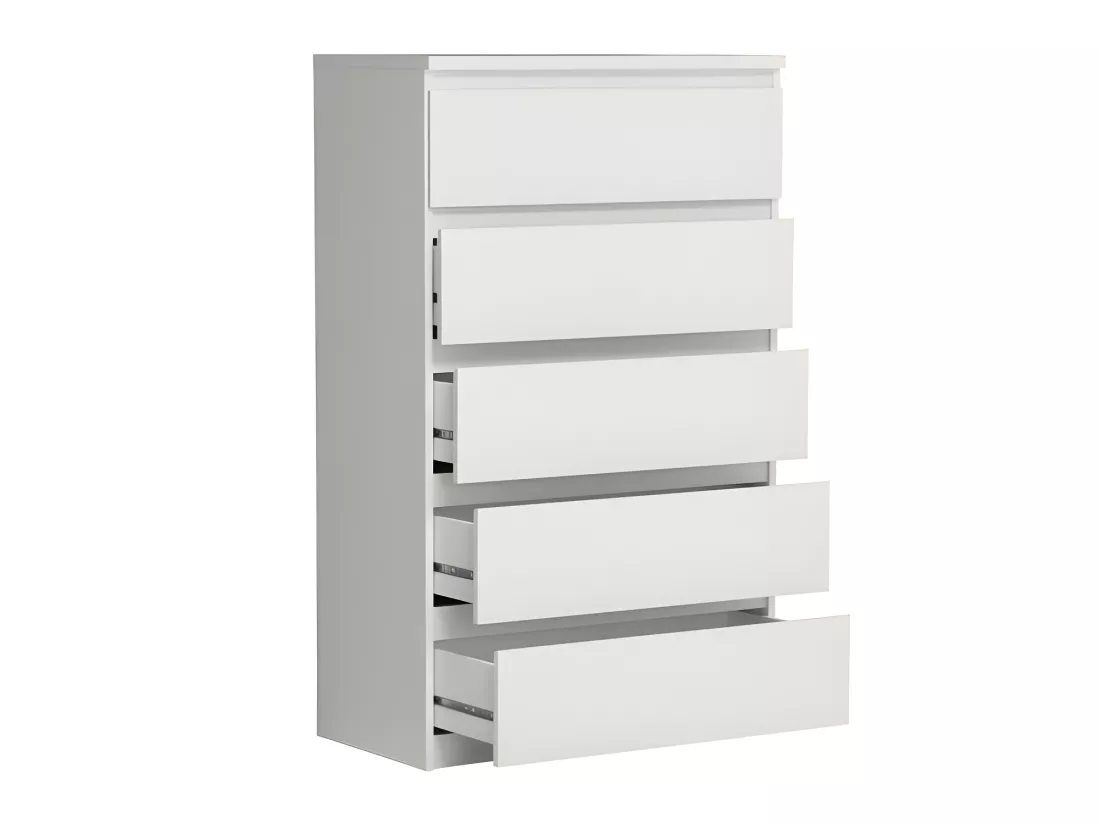 Grande commode 5 tiroirs blanc mat - BENNY