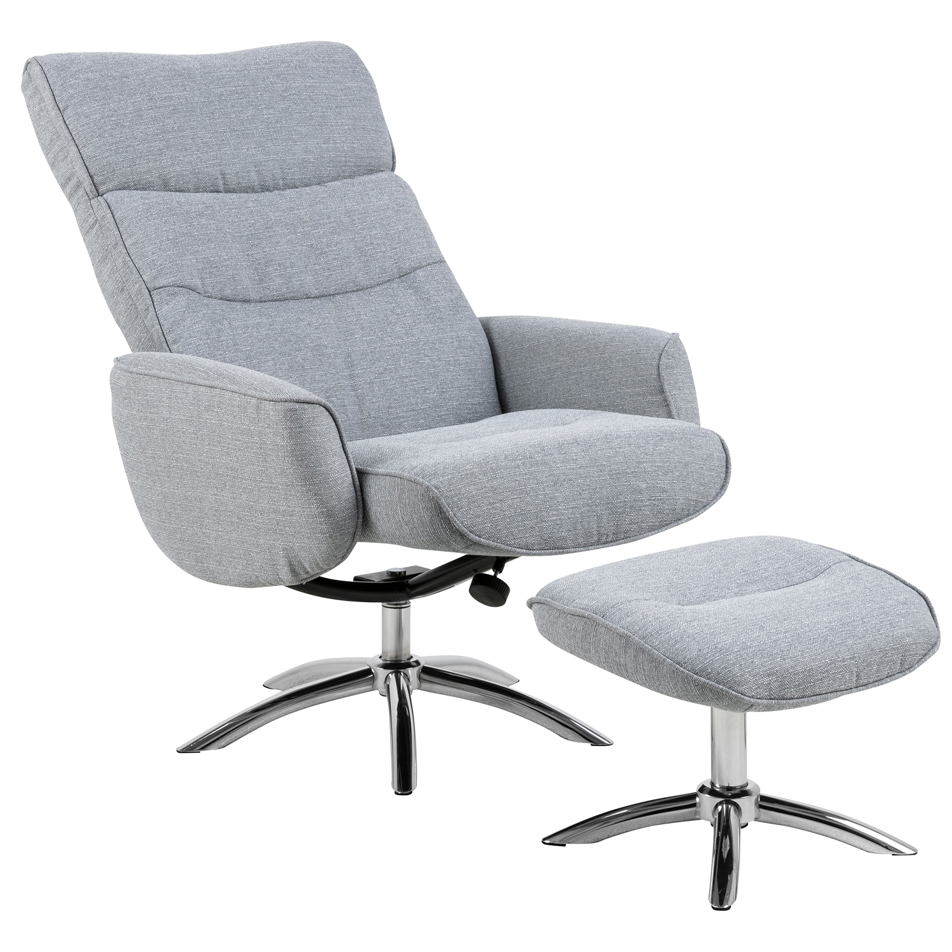 Recliner WESTFIELD - grau - chromfarben - mit Hocker