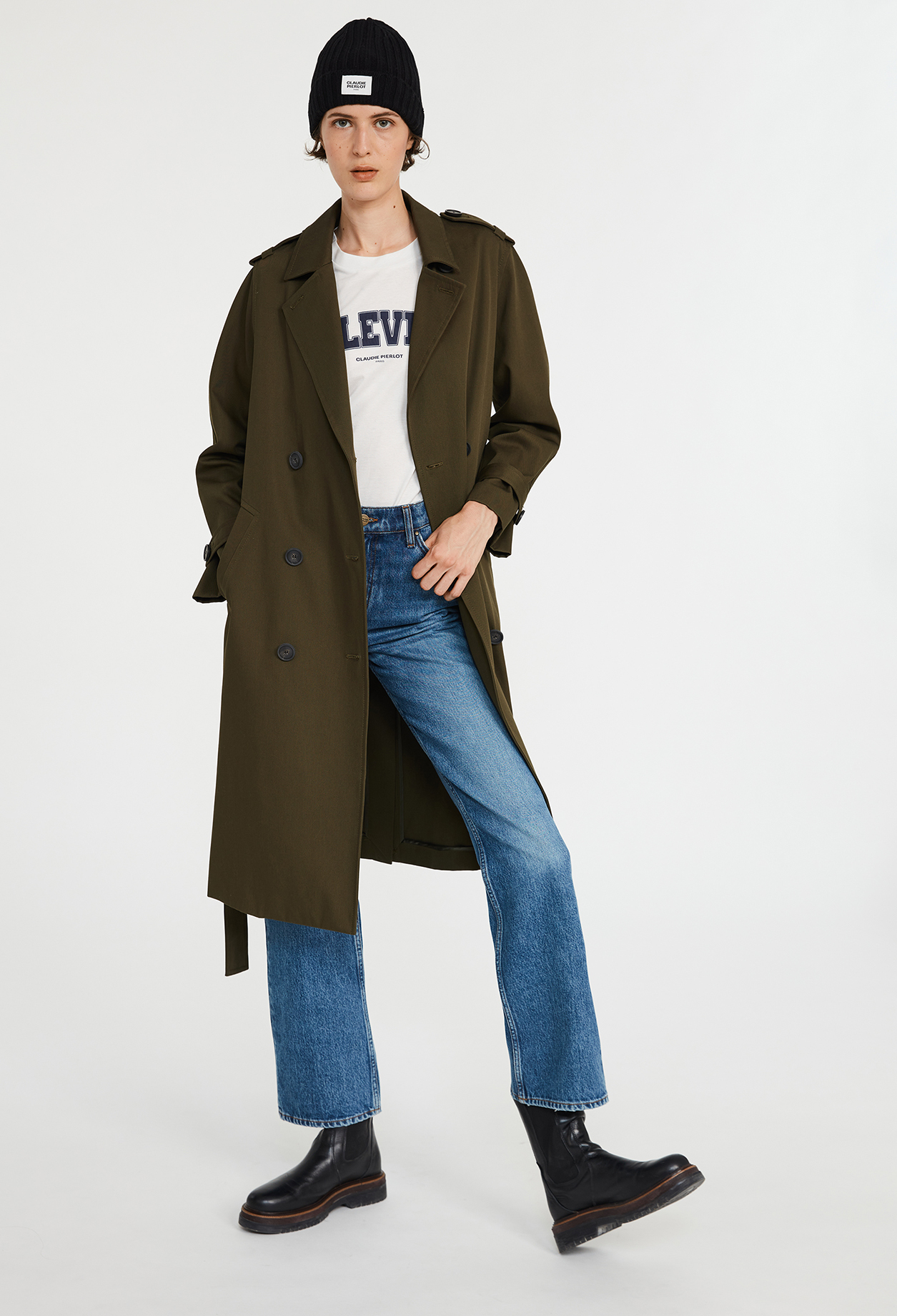 Trench long kaki