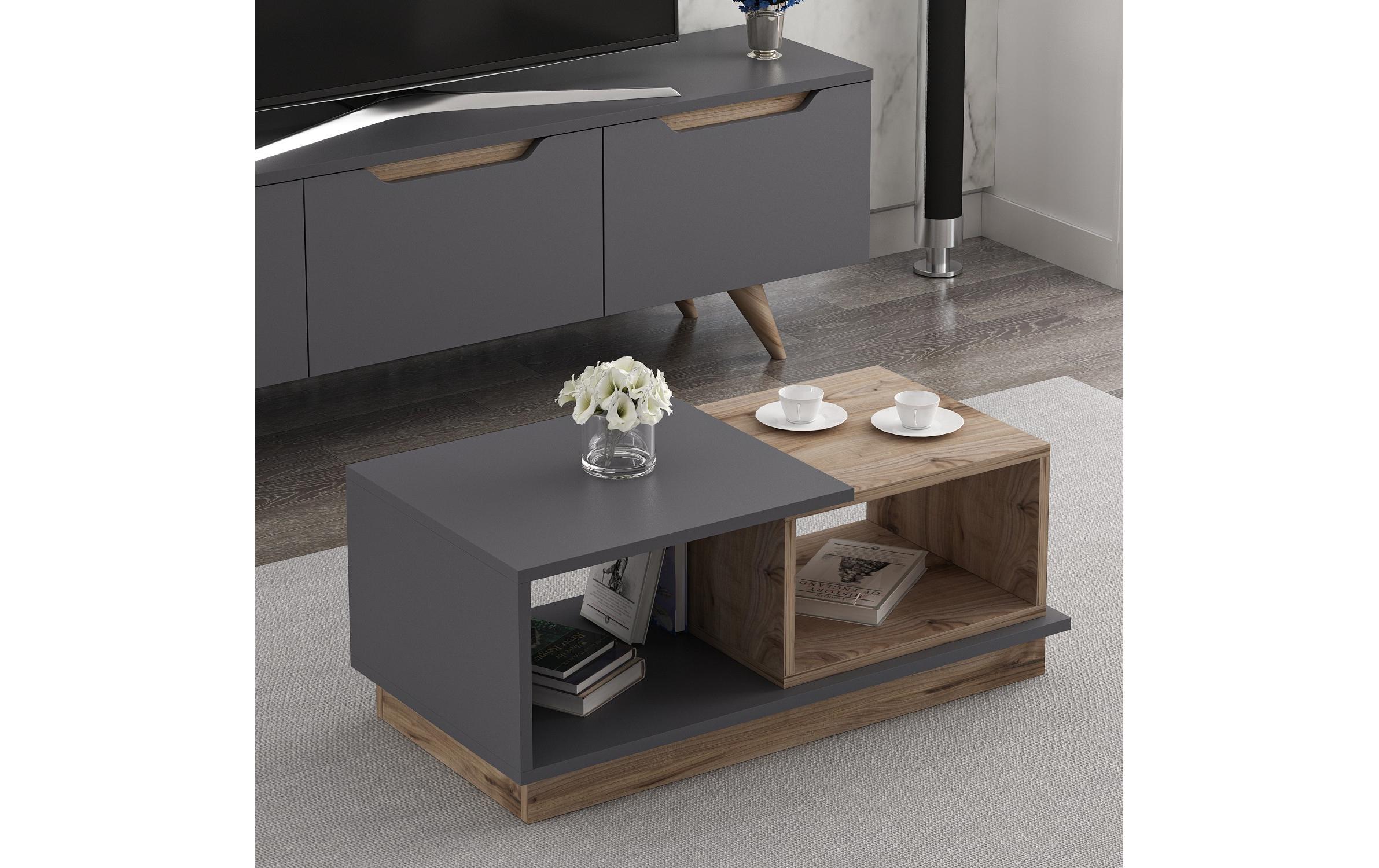 Couchtisch Consept 90 x 36 x 45 cm, Anthrazit/BraunBeistelltisch