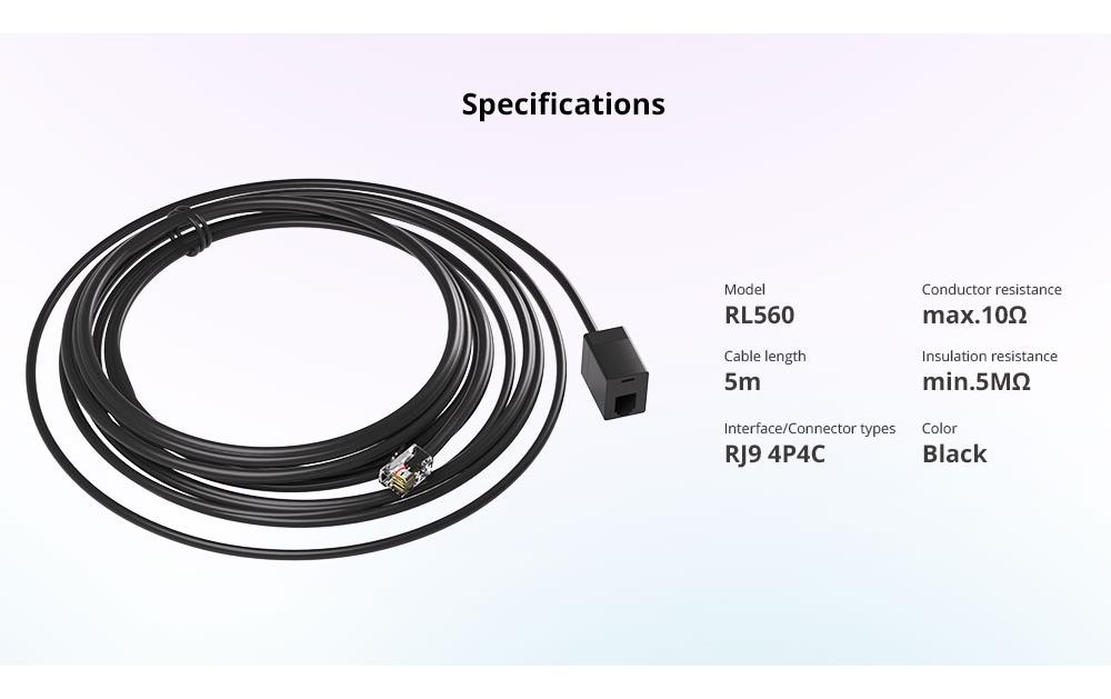 Verlängerungskabel RL560, RJ9, 5 mSpezielles Verlängerungskabel für Sonoff kompatible Sensoren