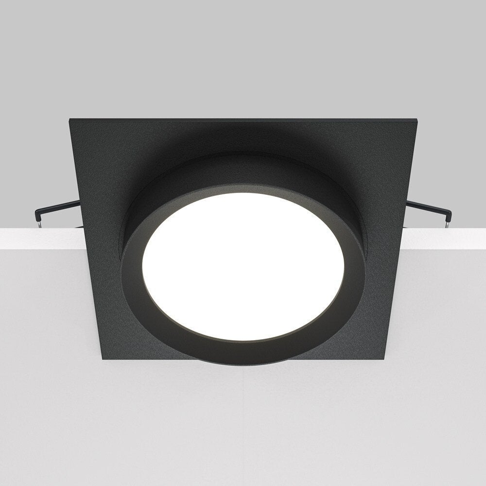 Hoop inbouwplafondlamp in zwart, GX53, vierkant