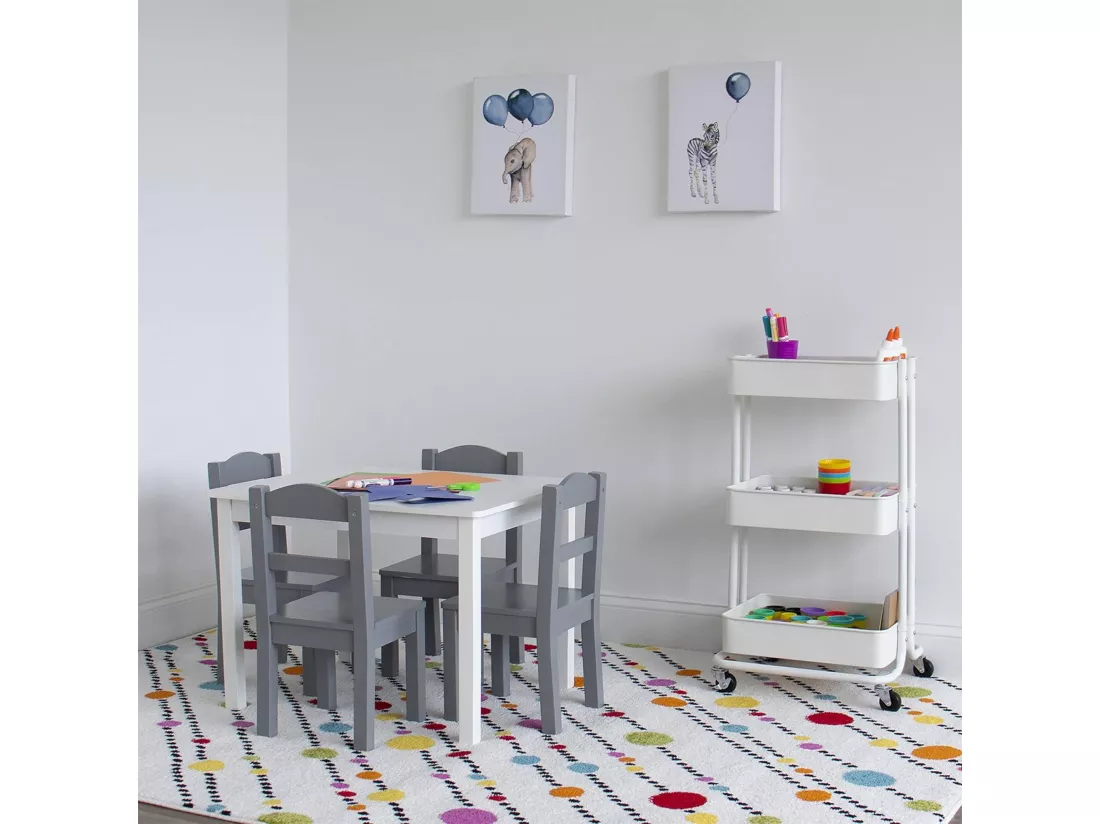 Chariot de cuisine en fer blanc avec roulettes et 3 tiroirs Well Home