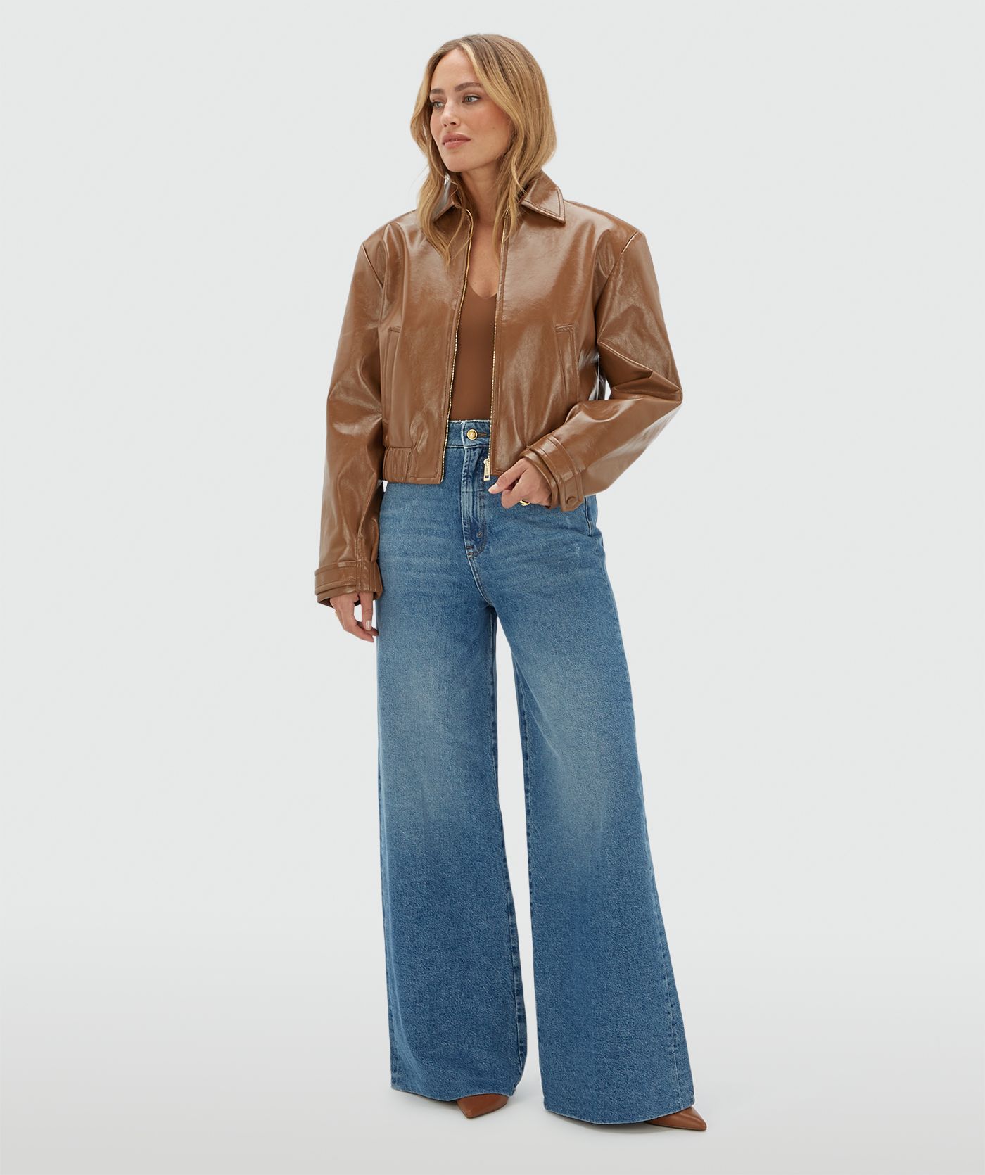 JV-GLORIA high waisted wide leg jeans - blue denim