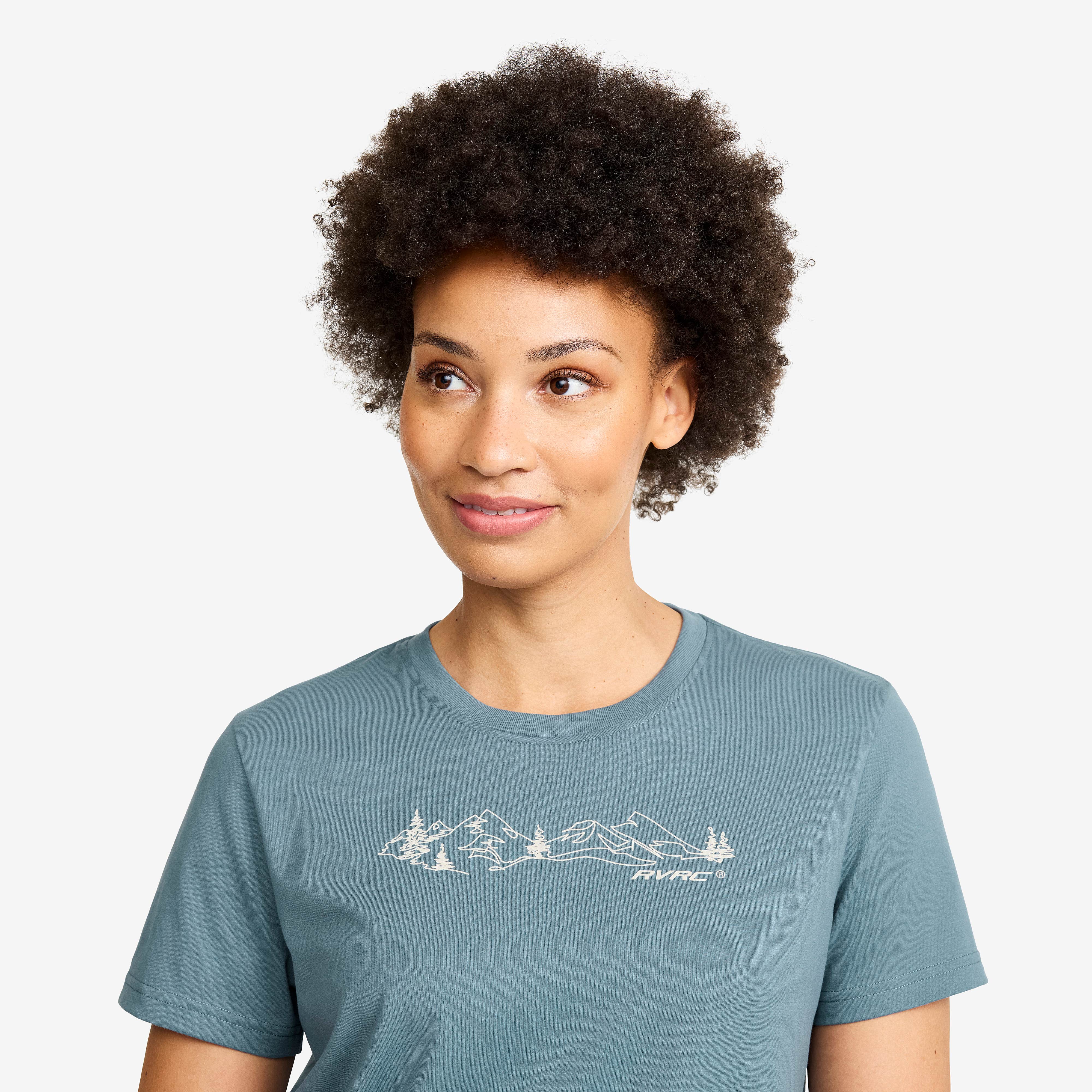 Easy Graphic Forest Lines T-shirt Dame Blue Mirage