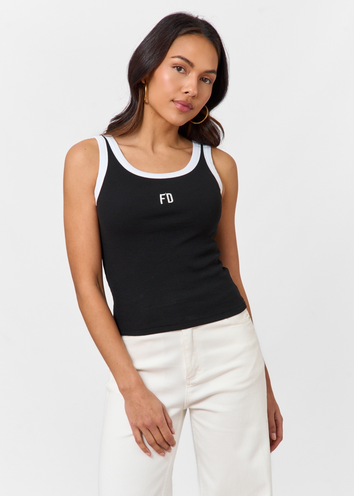 FD contrast tanktop zwart