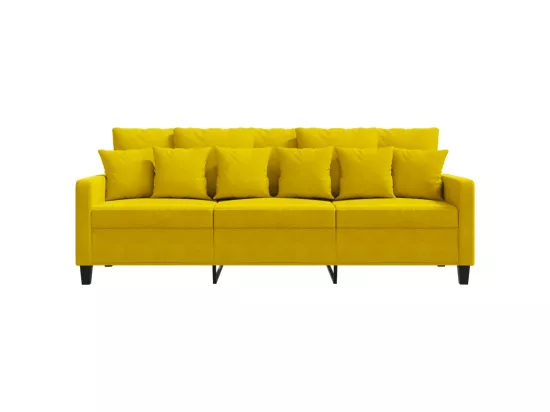 Canapé à 3 places Jaune 180 cm Velours