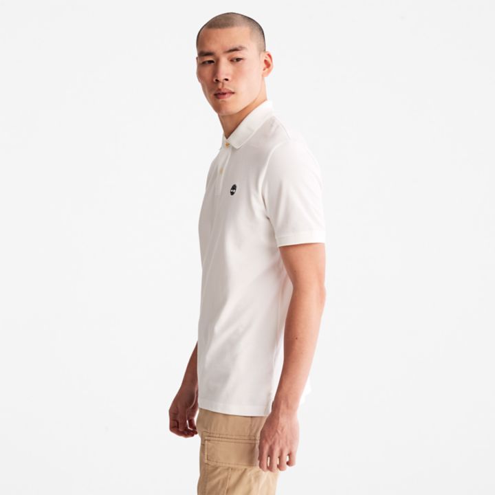 Camisa polo Millers River Pique para homem na cor branca