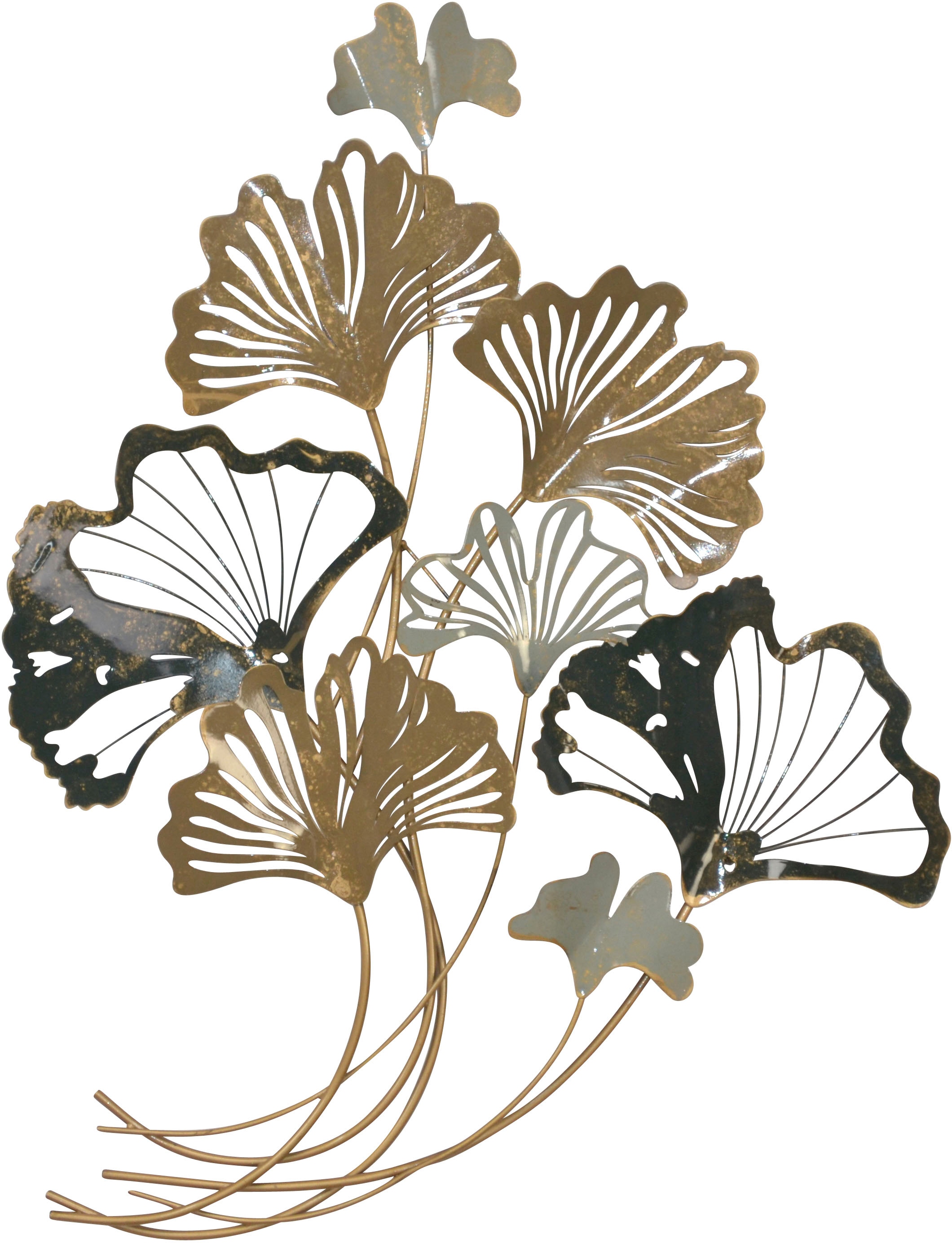 HOFMANN LIVING AND MORE Wanddekoobjekt »Wanddekoration« aus Metall, Ginkgo-Blätter, schwarz gold