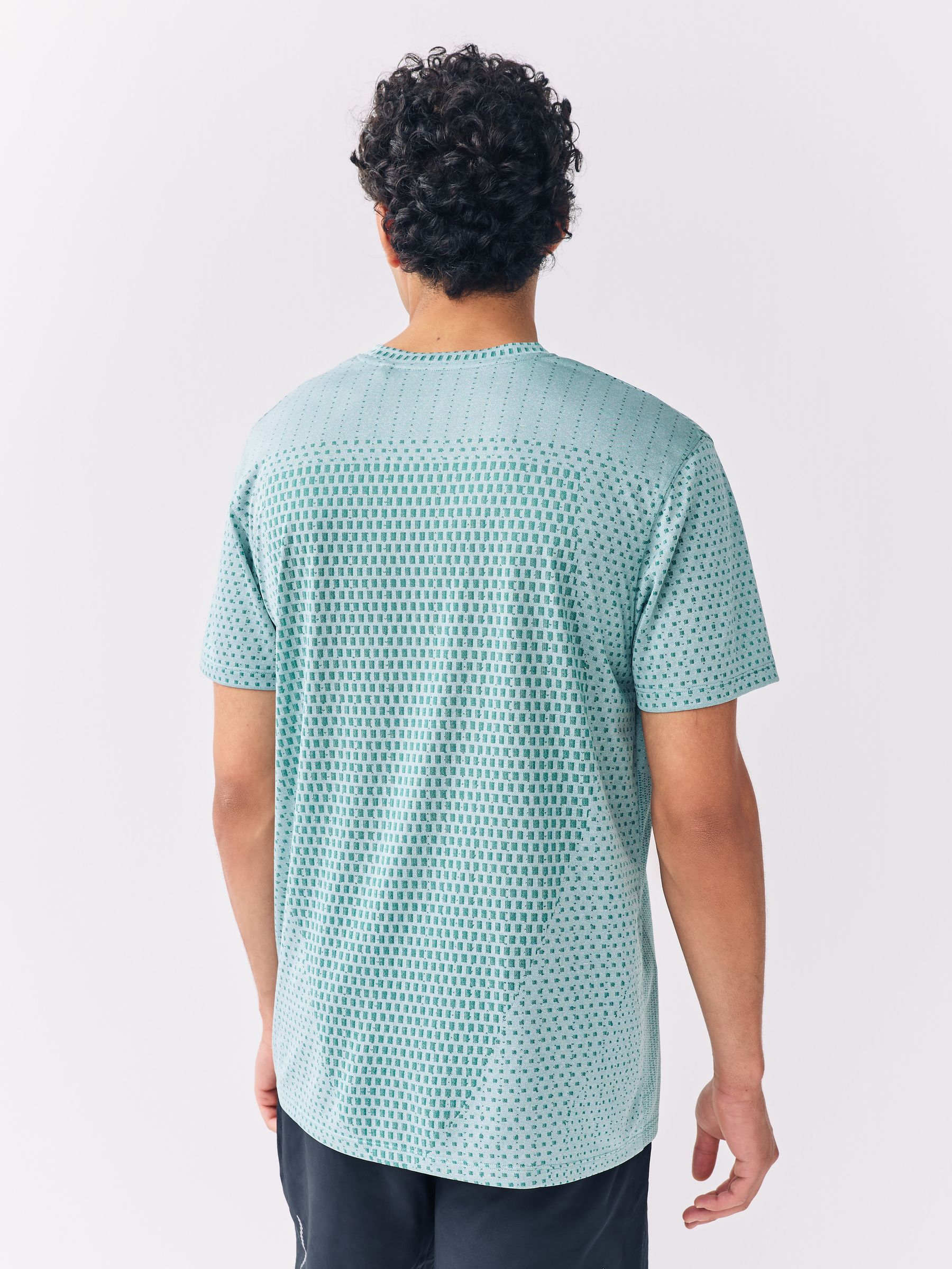 Blauwgroen - Actief jacquard T-shirt
