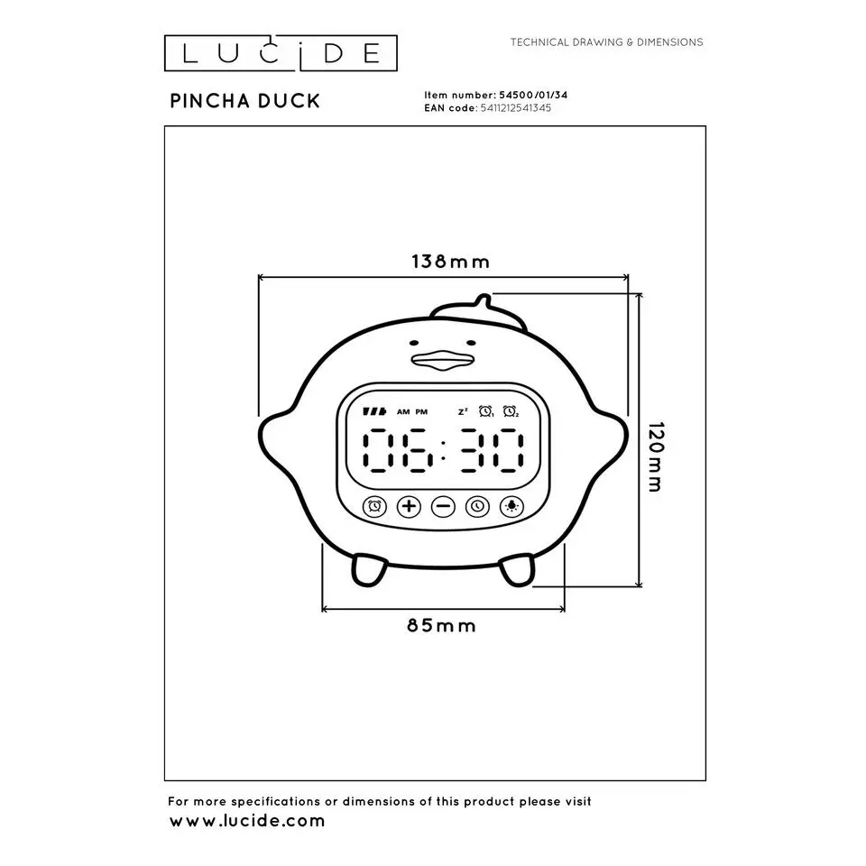 Lucide PINCHA DUCK Tafellamp - Geel