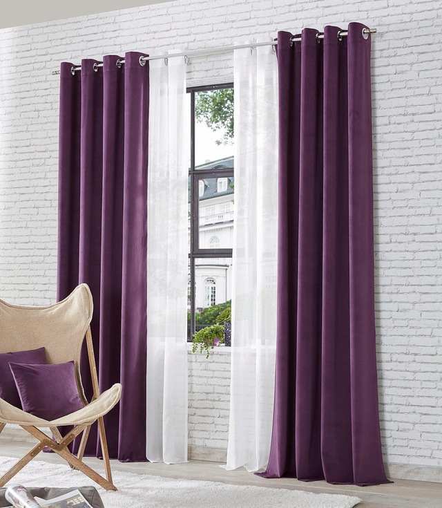 my home Gardine »Malin« Ösen 2 Stk. tlg. halbtransparent, Gardine, 2-er Set